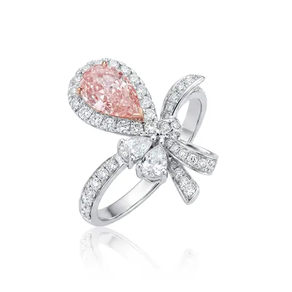 Ribbon Bow Ring Lab Diamond Pink 1 Ribbon Bow Ring Lab Diamond Pink 1