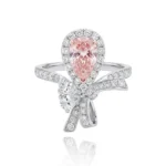 Ribbon Bow Ring Lab Diamond Pink