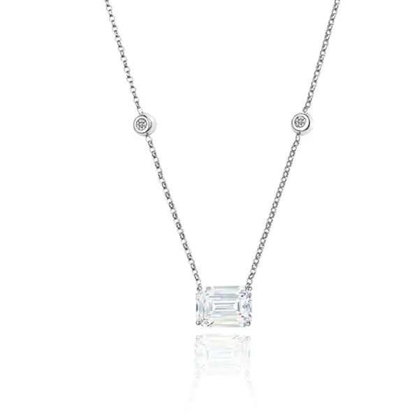 Solitaire Lab Grown Diamond Necklace Emerald