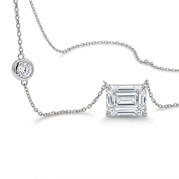 Solitaire Lab Grown Diamond Necklace Emerald 3 Solitaire Lab Grown Diamond Necklace Emerald 3