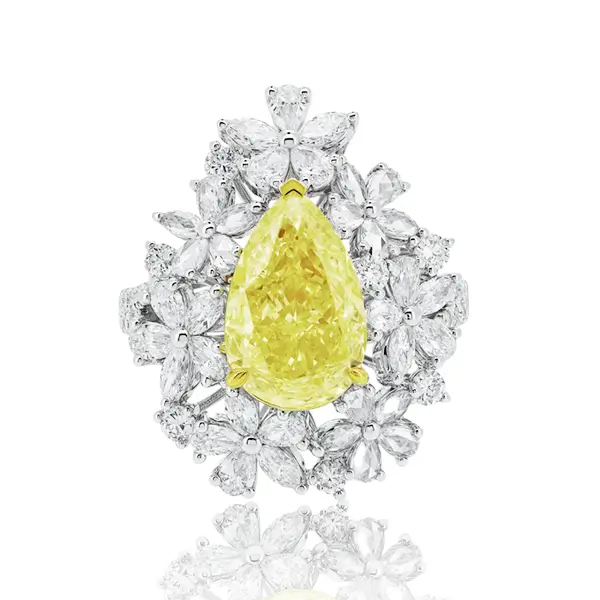 Yellow Diamond Cluster Ring Lab Grown