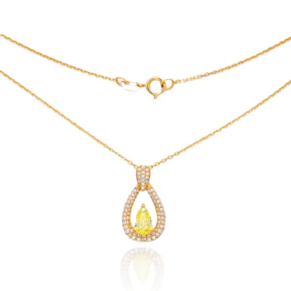 Yellow Lab Diamond Necklace Teardrop